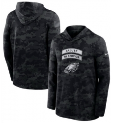 Men Philadelphia Eagles Black 2026 Salute to Service Sideline Lightweight Hoodie Dri FIT Long Sleeve Top