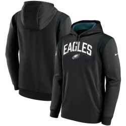 Men Philadelphia Eagles Black Sideline Stack Performance Pullover Hoodie 002