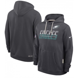 Men Philadelphia Eagles Charcoal Sideline Standard Issue Top Prospect Dri FIT Hoodie