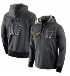 NFL Mens Nike Philadelphia Eagles 17 Alshon Jeffery Stitched Black Anthracite Salute to Service Player Performance Hoodie