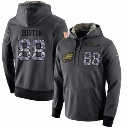 NFL Mens Nike Philadelphia Eagles 88 Trey Burton Stitched Black Anthracite Salute to Service Player Performance Hoodie