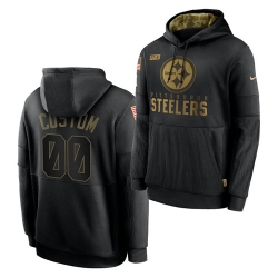 Men Custom Men Pittsburgh Steelers 2020 Salute To Service Black Sideline Performance Pullover Hoodie