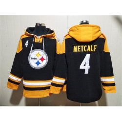 Men Pittsburgh Steelers 4 DK Metcalf Black Ageless Must Have Lace Up Pullover Hoodie