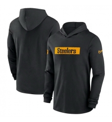 Men Pittsburgh Steelers Black Sideline Performance Hoodie