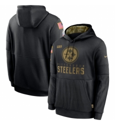 Men Pittsburgh Steelers Nike 2020 Salute to Service Sideline Performance Pullover Hoodie Black