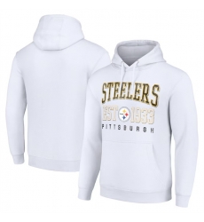 Men Pittsburgh Steelers White Throwback Logo Pullover Hoodie
