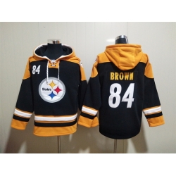 NFL Men Pittsburgh Steelers 84 Antonio Brown Stitched Hoodie