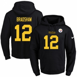 NFL Mens Nike Pittsburgh Steelers 12 Terry Bradshaw BlackGold No Name Number Pullover Hoodie