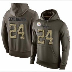 NFL Nike Pittsburgh Steelers 24 Coty Sensabaugh Green Salute To Service Mens Pullover Hoodie