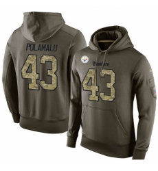 NFL Nike Pittsburgh Steelers 43 Troy Polamalu Green Salute To Service Mens Pullover Hoodie