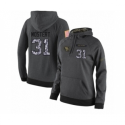 Football Womens San Francisco 49ers 31 Raheem Mostert Stitched Black Anthracite Salute to Service Player Performance Hoodie