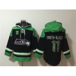 Men Seattle Seahawks 11 Jaxon Smith Njigba Black Ageless Must Have Lace Up Pullover Hoodie