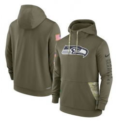 Men Seattle Seahawks 2022 Olive Salute To Service Therma Performance Pullover Hoodie