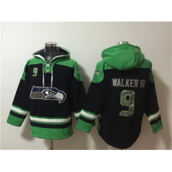 Men Seattle Seahawks 9 Kenneth Walker III Black Ageless Must Have Lace Up Pullover Hoodie