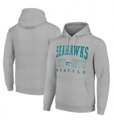 Men Seattle Seahawks Grey Throwback Logo Pullover Hoodie