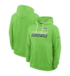 Men Seattle Seahawks Neon Green Sideline Standard Issue Top Prospect Dri FIT Hoodie