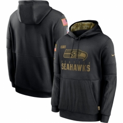 Men Seattle Seahawks Nike 2020 Salute to Service Sideline Performance Pullover Hoodie Black