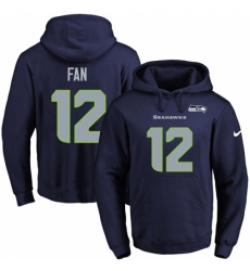 NFL Mens Nike Seattle Seahawks 12th Fan Navy Blue Name Number Pullover Hoodie