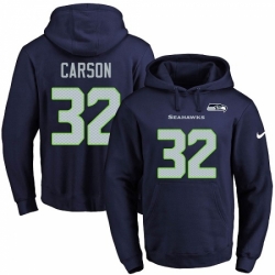 NFL Mens Nike Seattle Seahawks 32 Chris Carson Navy Blue Name Number Pullover Hoodie