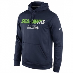 NFL Mens Seattle Seahawks Nike College Navy Kick Off Staff Performance Pullover Hoodie