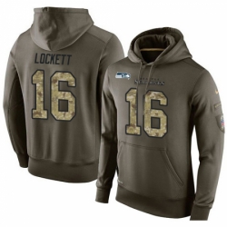 NFL Nike Seattle Seahawks 16 Tyler Lockett Green Salute To Service Mens Pullover Hoodie