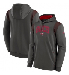 Men Tampa Bay Buccaneers Pewter Sideline Stack Performance Pullover Hoodie 001