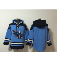 Men Tennessee Titans Blank Blue Lace Up Pullover Hoodie