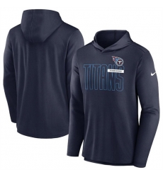 Men Tennessee Titans Navy Lightweight Performance Hooded Long Sleeve T Shirt