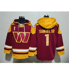 Men Washington Commanders 1 Deebo Samuel Sr  Burgundy Ageless Must Have Lace Up Pullover Hoodie