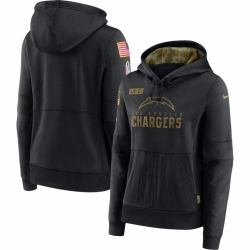 Women Los Angeles Chargers Nike 2020 Salute to Service Performance Pullover Hoodie Black