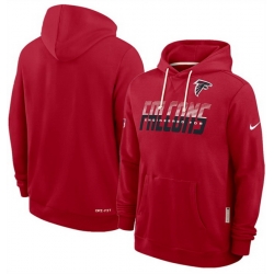 Men Atlanta Falcons Red Sideline Standard Issue Top Prospect Dri FIT Hoodie
