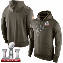 NFL Mens Atlanta Falcons Nike Olive Salute To Service KO Performance Super Bowl LI 51 Hoodie