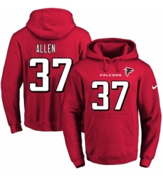 NFL Mens Nike Atlanta Falcons 37 Ricardo Allen Red Name Number Pullover Hoodie