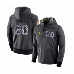 Football Mens Arizona Cardinals 20 Tramaine Brock Stitched Black Anthracite Salute to Service Player Performance Hoodie