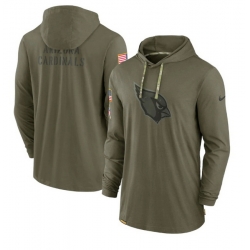 Men Arizona Cardinals 2022 Olive Salute To Service Tonal Pullover Hoodie