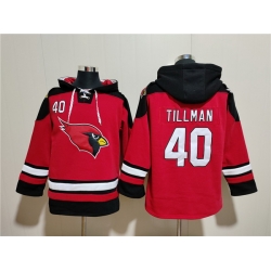 Men Arizona Cardinals 40 Pat Tillman Red Ageless Must Have Lace Up Pullover Hoodie