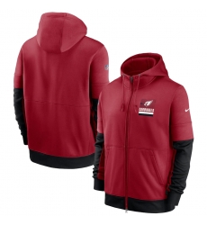 Men Arizona Cardinals New 2020 Nike Red Black Fan Gear Mascot Performance Full Zip Hoodie