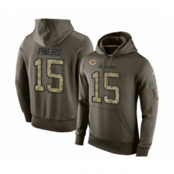 Football Mens Chicago Bears 15 Eddy Pineiro Green Salute To Service Mens Pullover Hoodie