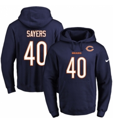 NFL Mens Nike Chicago Bears 40 Gale Sayers Navy Blue Name Number Pullover Hoodie