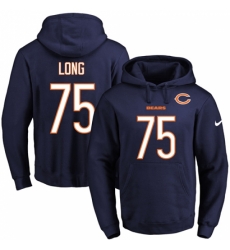 NFL Mens Nike Chicago Bears 75 Kyle Long Navy Blue Name Number Pullover Hoodie