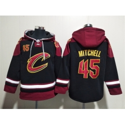 Men Cleveland Cavaliers 45 Donovan Mitchell Black Red Ageless Must Have Lace Up Pullover Hoodie