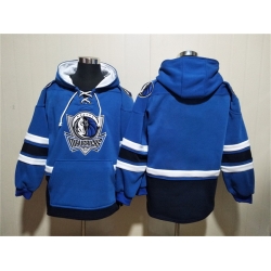 Men Dallas Mavericks Blank Blue Navy Ageless Must Have Lace Up Pullover Hoodie