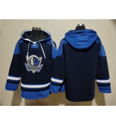Men Dallas Mavericks Navy Black Lace Up Pullover Hoodie