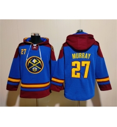 Men Denver Nuggets 27 Jamal Murray Blue Red Lace Up Pullover Hoodie