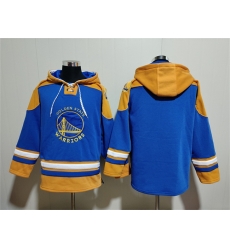 Men Golden State Warriors Blank Blue Yellow Lace Up Pullover Hoodie