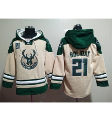 Men's Milwaukee Bucks #21 Jrue Holiday Cream Hoody