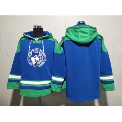 Men Minnesota Timberwolves Blank Royal Lace Up Pullover Hoodie