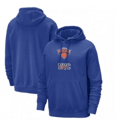 Men New York Knicks Blue 2023 24 City Edition Essential Club Pullover Hoodie