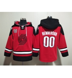 Men Portland Trail Blazers 00 Scoot Henderson Red Lace Up Pullover Hoodie