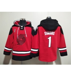 Men Portland Trail Blazers 1 Anfernee Simons Red Lace Up Pullover Hoodie